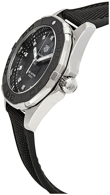 Tag Heuer Aquaracer Quartz Mother of Pearl Black Dial Black NATO Strap Watch for Women - WAY131M.FT6092