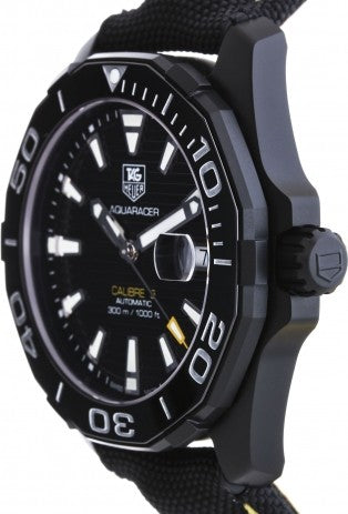 Tag Heuer Aquaracer Calibre 5 Automatic Black Dial Black Nylon Strap Watch for Men - WAY218A.FC6362