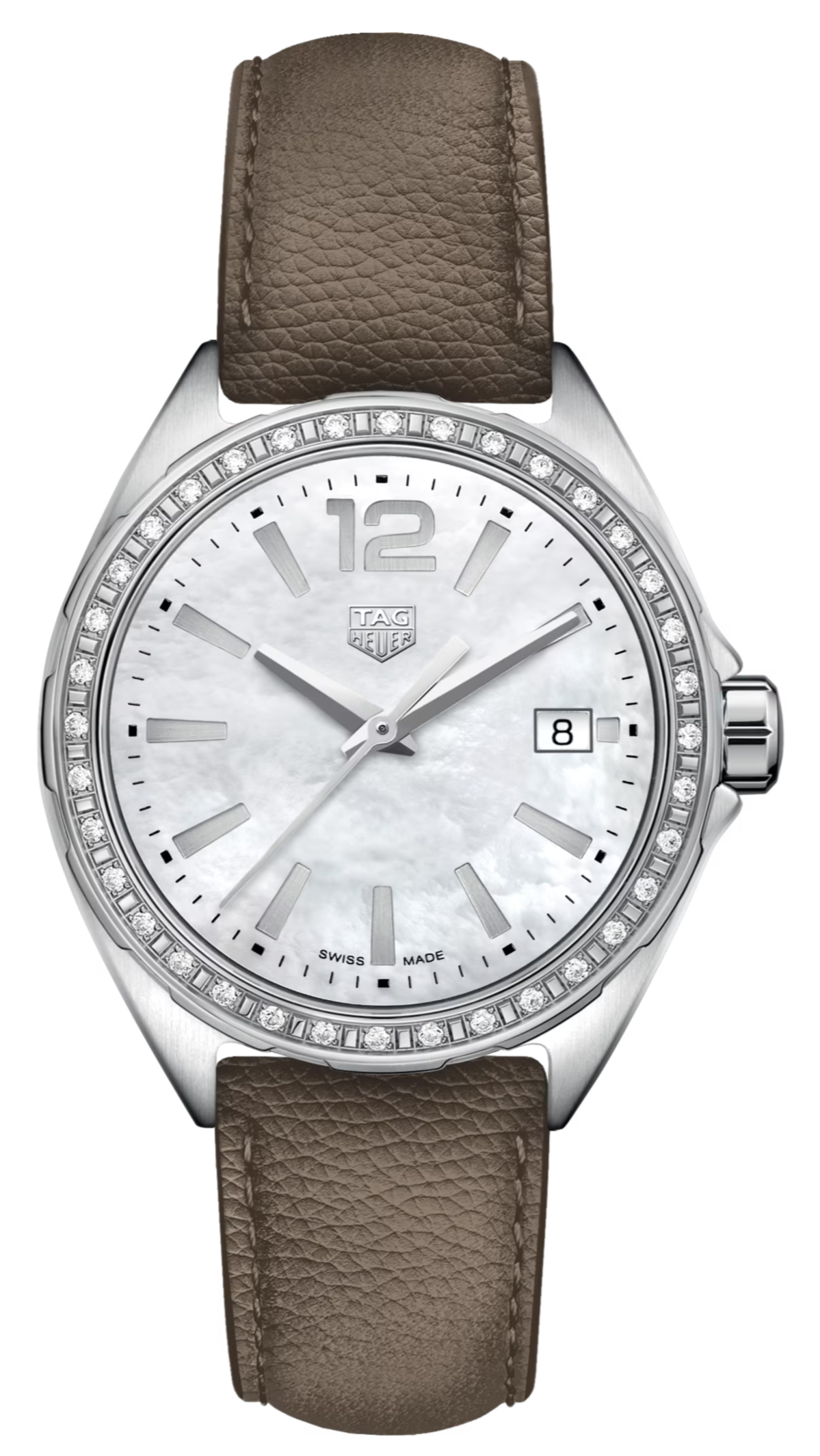 Tag Heuer Formula 1 Quartz Mother of Pearl Dial Brown Leather Strap Watch for Women - WBJ131A.FC8255