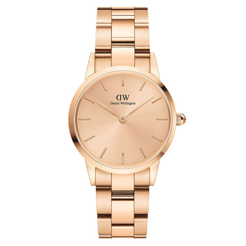 Daniel Wellington Ladies Rose Gold Iconic Link Unitone Watch DW00100401