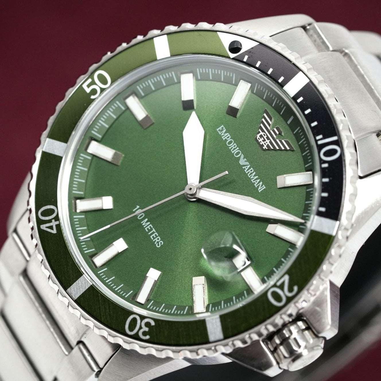 Emporio Armani AR11338 Horloge van roestvrij staal met groene