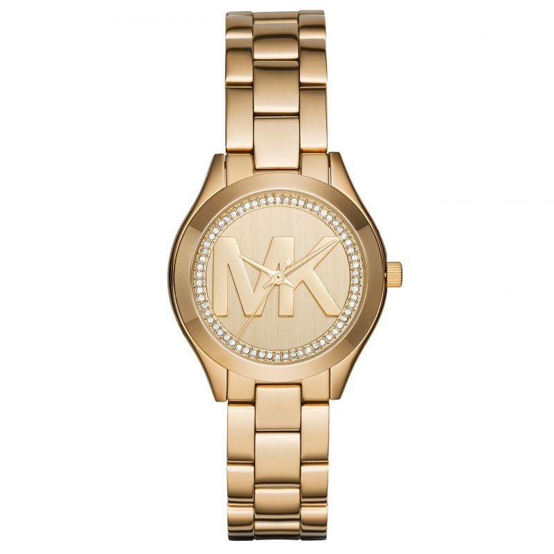 Michael Kors MK3477 Damen-Armbanduhr Mini Slim Runway in Gelbgold