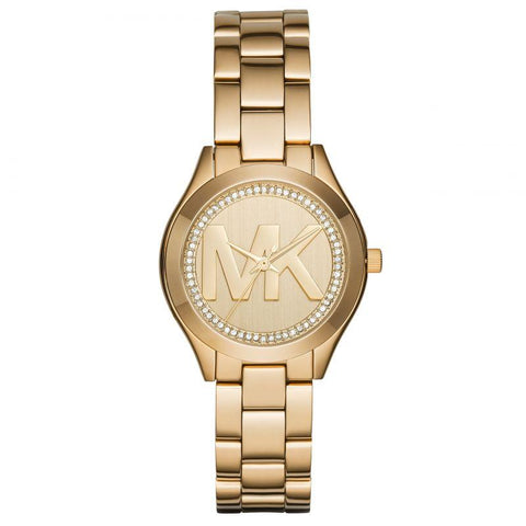 Orologio Michael Kors MK3477 da donna Mini Slim Runway in oro giallo