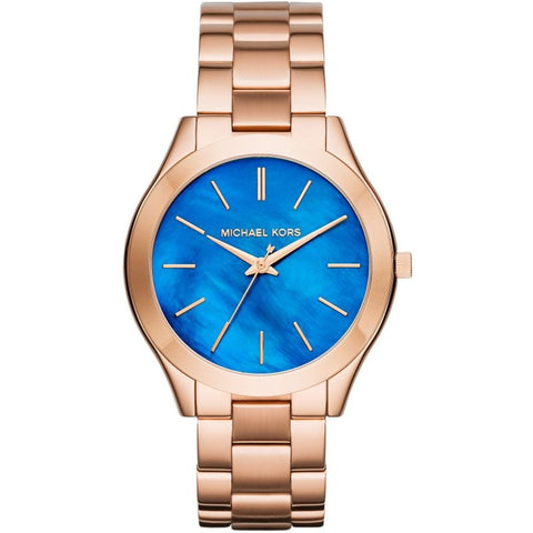 Orologio Michael Kors MK3494 da donna Slim Runway in oro rosa e blu scuro