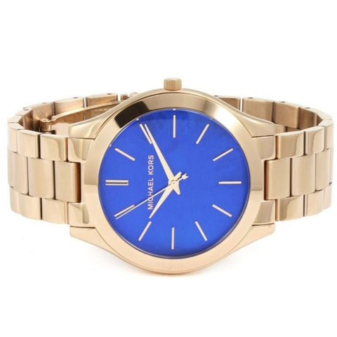 Orologio Michael Kors MK3494 da donna Slim Runway in oro rosa e blu scuro