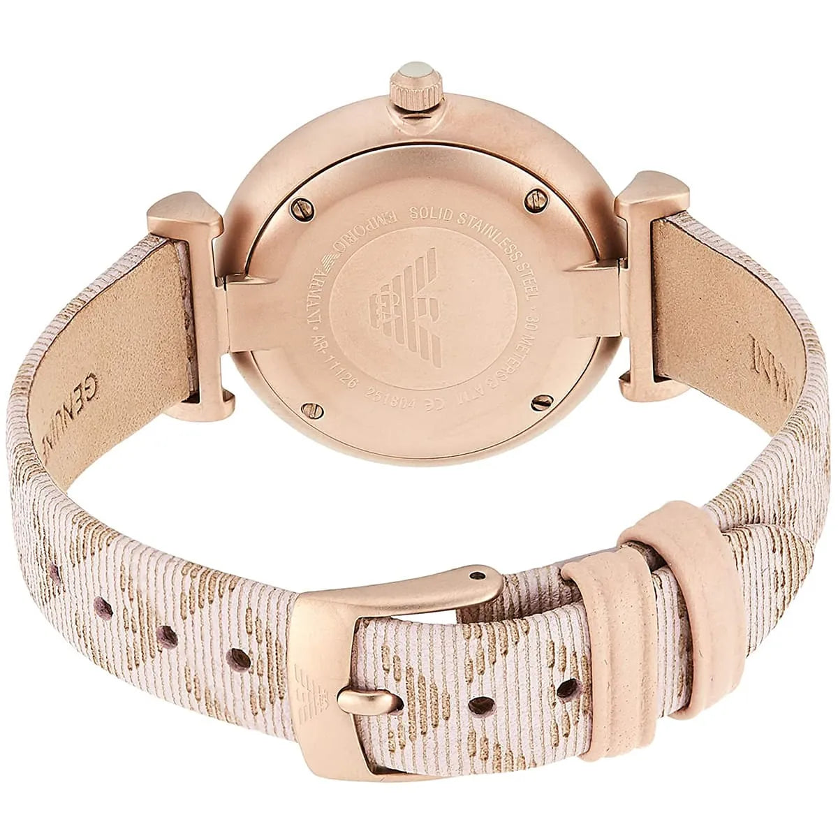 Emporio Armani Analog Grey Dial Pink Leather Strap Watch For Women - AR11126