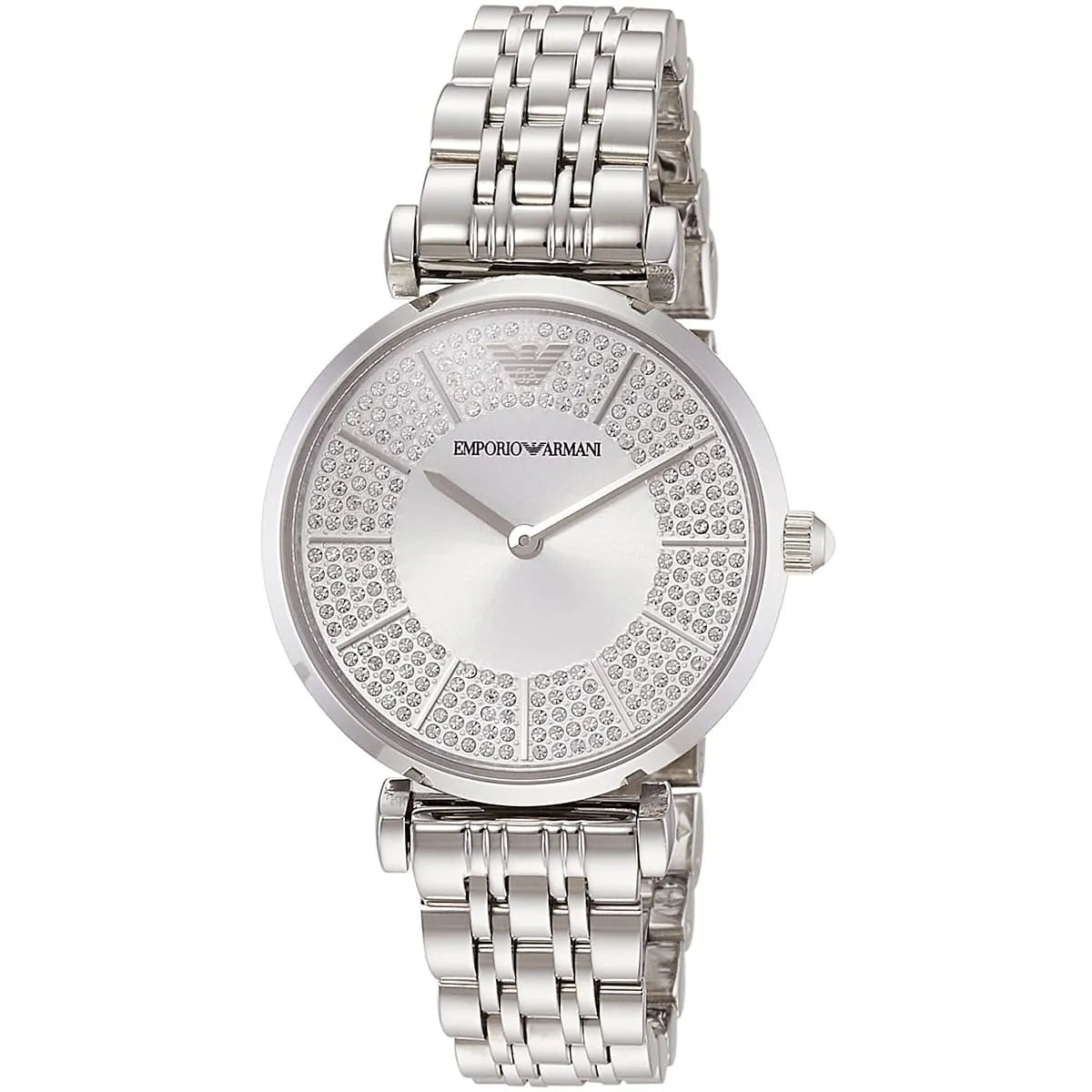 Emporio Armani Gianni T-Bar Quartz Silver Dial Silver Steel Strap Watch For Women - AR11445