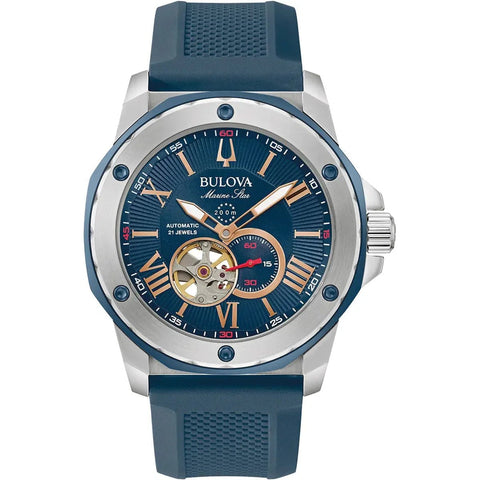 Bulova Marine Star Auto Herrenuhr 98A282, Blau 