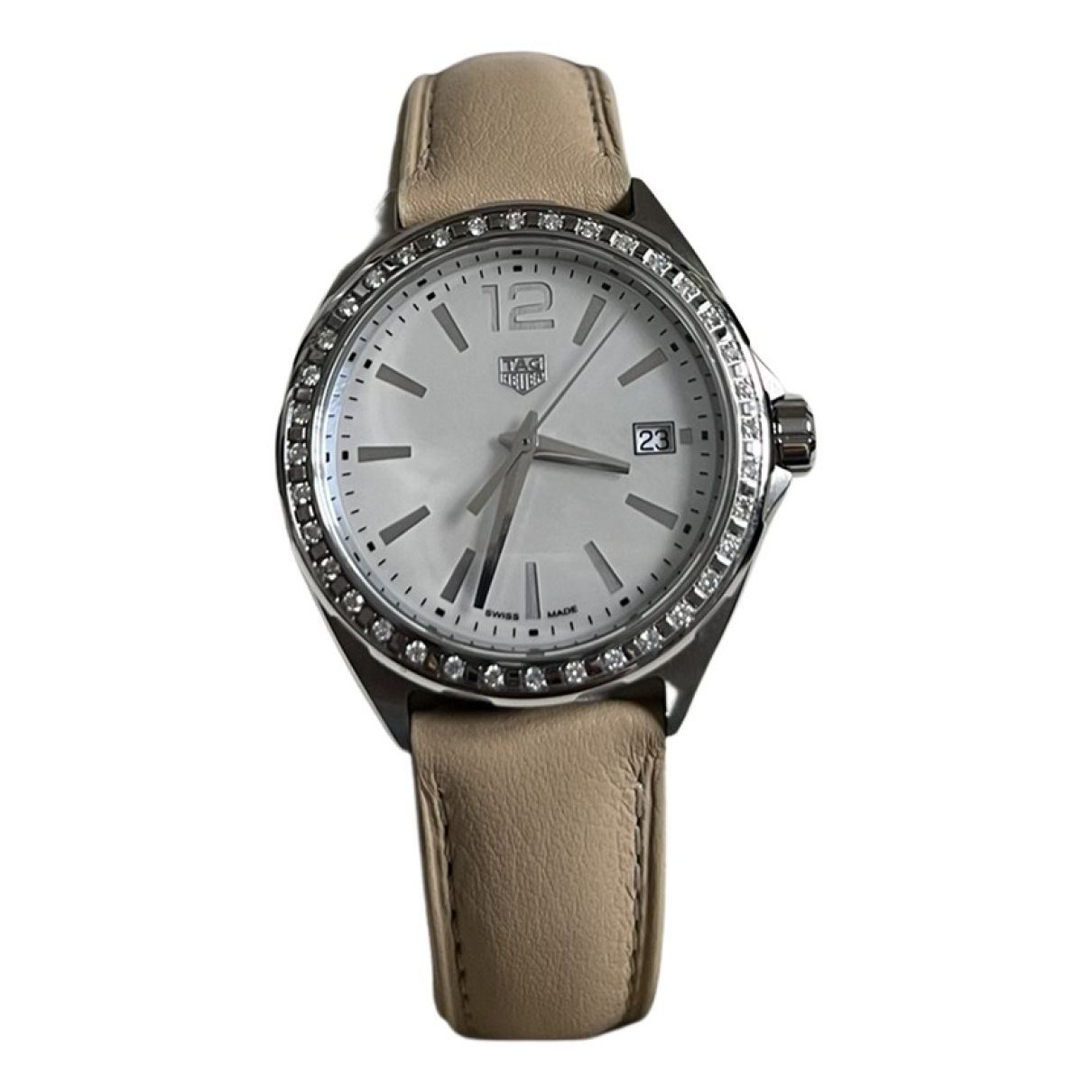 Tag Heuer Formula 1 Quartz Mother of Pearl Dial Brown Leather Strap Watch for Women - WBJ131A.FC8255