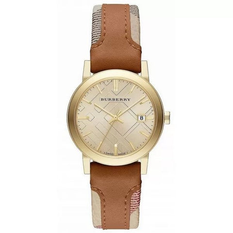 Burberry Damenuhr The City Haymarket 34mm Braun BU9133