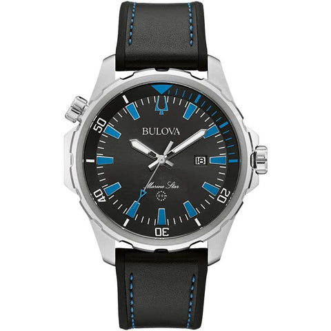 Marine Star 96B337 - Schwarze Lederuhr