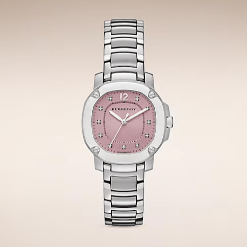 Pink burberry watch new arrivals