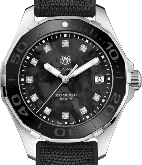 Tag Heuer Aquaracer Quartz Mother of Pearl Black Dial Black NATO Strap Watch for Women - WAY131M.FT6092
