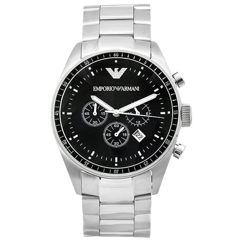 Emporio Armani AR0585 Sportivo Chronograph für Herren, Schwarz 