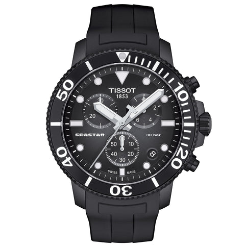 Orologio Tissot Seastar 1000 Chronograph da uomo nero T1204173705102 