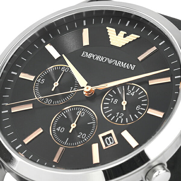 Emporio Armani Giovanni Chronograph Black Dial Black Leather Strap Watch For Men - AR11431