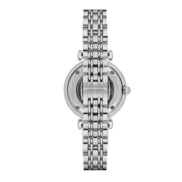 Emporio Armani Gianni T-Bar Automatic Silver Dial Silver Steel Strap Watch For Women - AR60022
