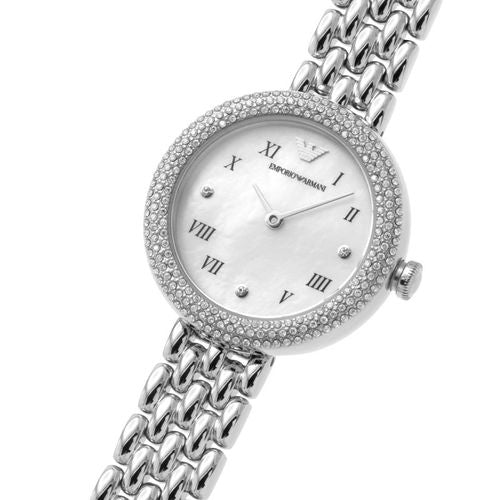 Emporio Armani Rosa Quartz White Dial Silver Steel Strap Watch For Women - AR11354