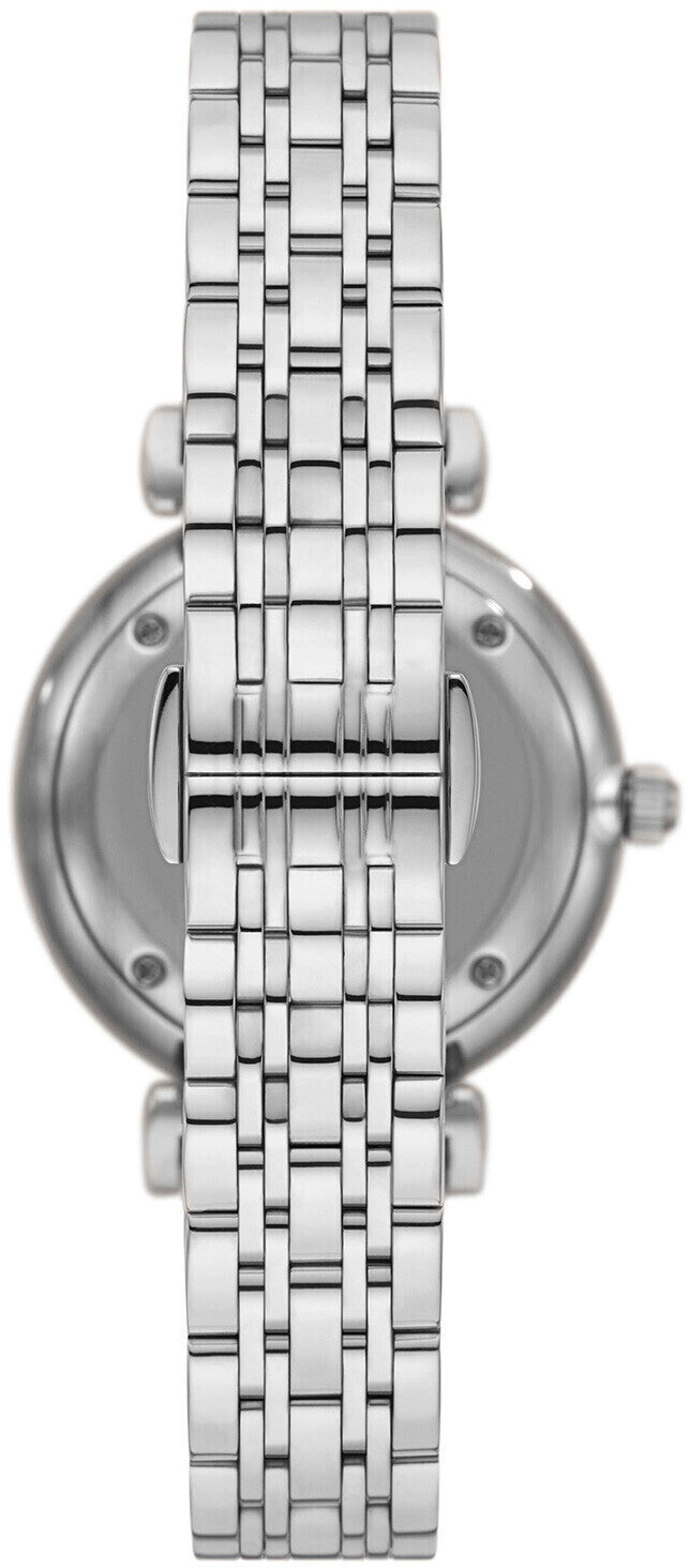 Emporio Armani Gianni T-Bar Quartz Silver Dial Silver Steel Strap Watch For Women - AR11445