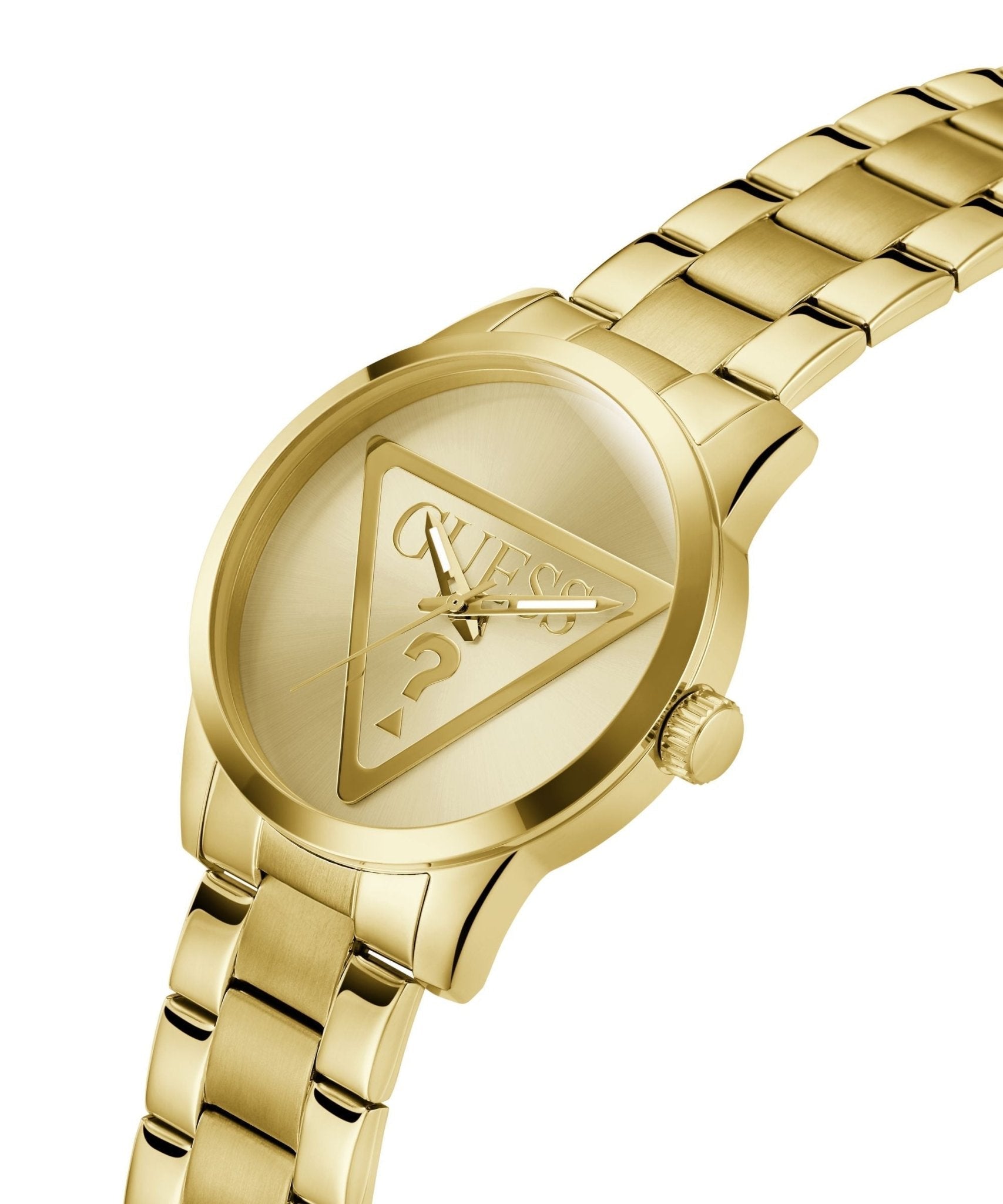 Guess Gents Badge Gold Tone Stainless Steel Watch GW0782G1