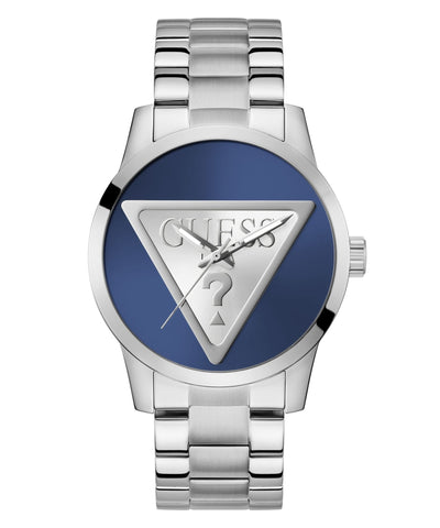 Guess Gents Badge Silver Tone Stainless Steel Watch GW0782G3