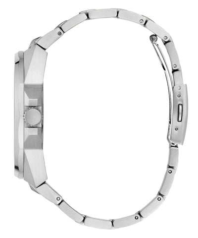 Guess Herren-Armbanduhr Dashboard aus recyceltem Stahl, silberfarben, GW0798G1