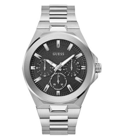 Guess Herren-Armbanduhr Dashboard aus recyceltem Stahl, silberfarben, GW0798G1