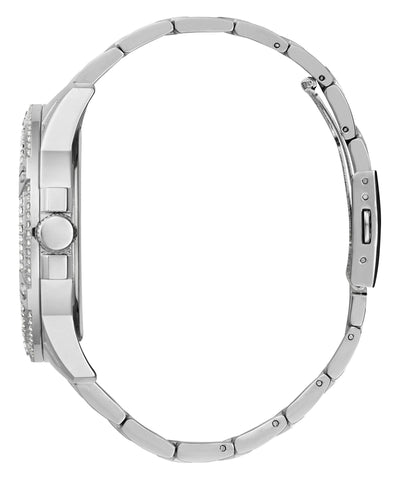 Guess Herren-Armbanduhr King aus silberfarbenem Edelstahl GW0497G1