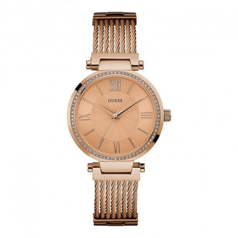 Orologio da donna Guss in oro rosa con bracciale in filo W0638L4