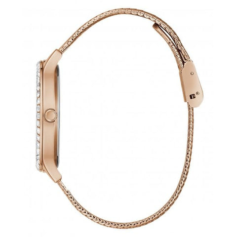 Guess Damen-Armbanduhr Soiree aus Edelstahl mit Mesh-Armband in Roségold, GW0402L3