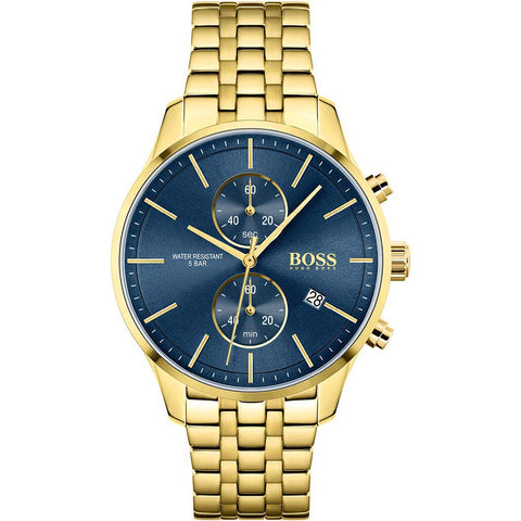 Hugo Boss Herrenuhr Associate Gelbgold Blau HB1513841