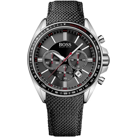 Hugo Boss Herren-Armbanduhr Chronograph schwarz Driver Textil Leder HB1513087