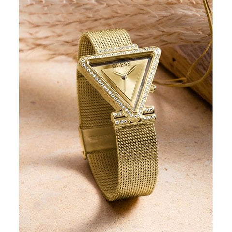 Guess Ladies Fame Stainless Steel Mesh Gold Tone Watch GW0508L2