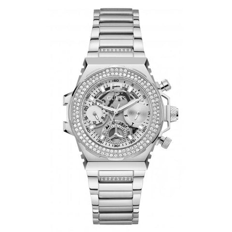 Guess Damen-Armbanduhr Fusion aus Edelstahl, Silber, GW0552L1