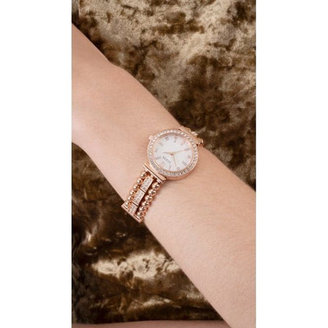 Guess Damen-Armbanduhr Gala aus Edelstahl und Roségold, GW0401L3