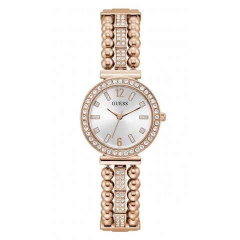 Guess Damen-Armbanduhr Gala aus Edelstahl und Roségold, GW0401L3