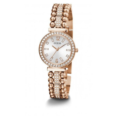 Guess Damen-Armbanduhr Gala aus Edelstahl und Roségold, GW0401L3