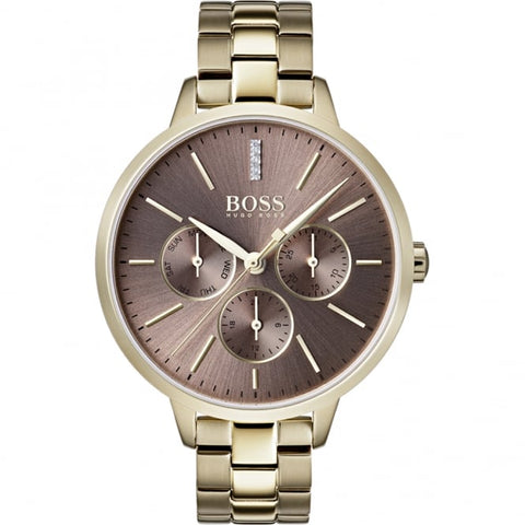 Orologio da donna Hugo Boss Symphony 1502422 in acciaio inossidabile color oro con quadrante marrone