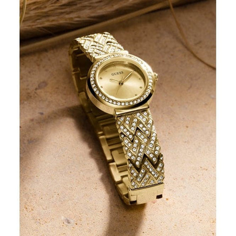 Guess Ladies Treasure Stainless Steel Gold Tone Watch GW0476L2