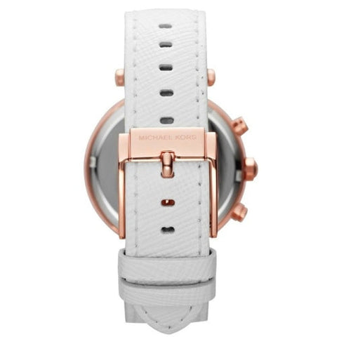 Michael Kors MK2281  Ladies Parker Rose Gold/White Leather Chronograph Watch