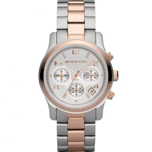 Orologio cronografo Michael Kors MK5315 Runway da donna in argento/oro rosa