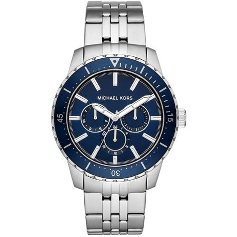 Michael Kors MK7153 Cunningham Herrenuhr, Silber/Blau, 44 mm