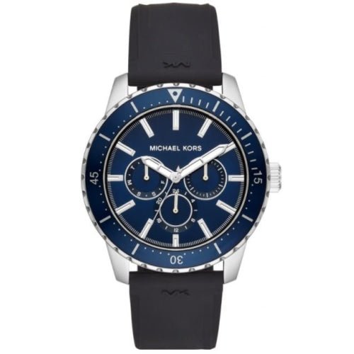 Michael Kors MK7160  Men's Cunningham Black Silicone Blue Dial 44mm Watch