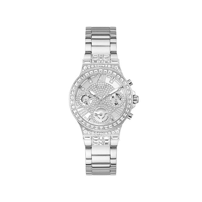 Guess Moonlight Damen Sportuhr aus silbernem Edelstahl GW0320L1