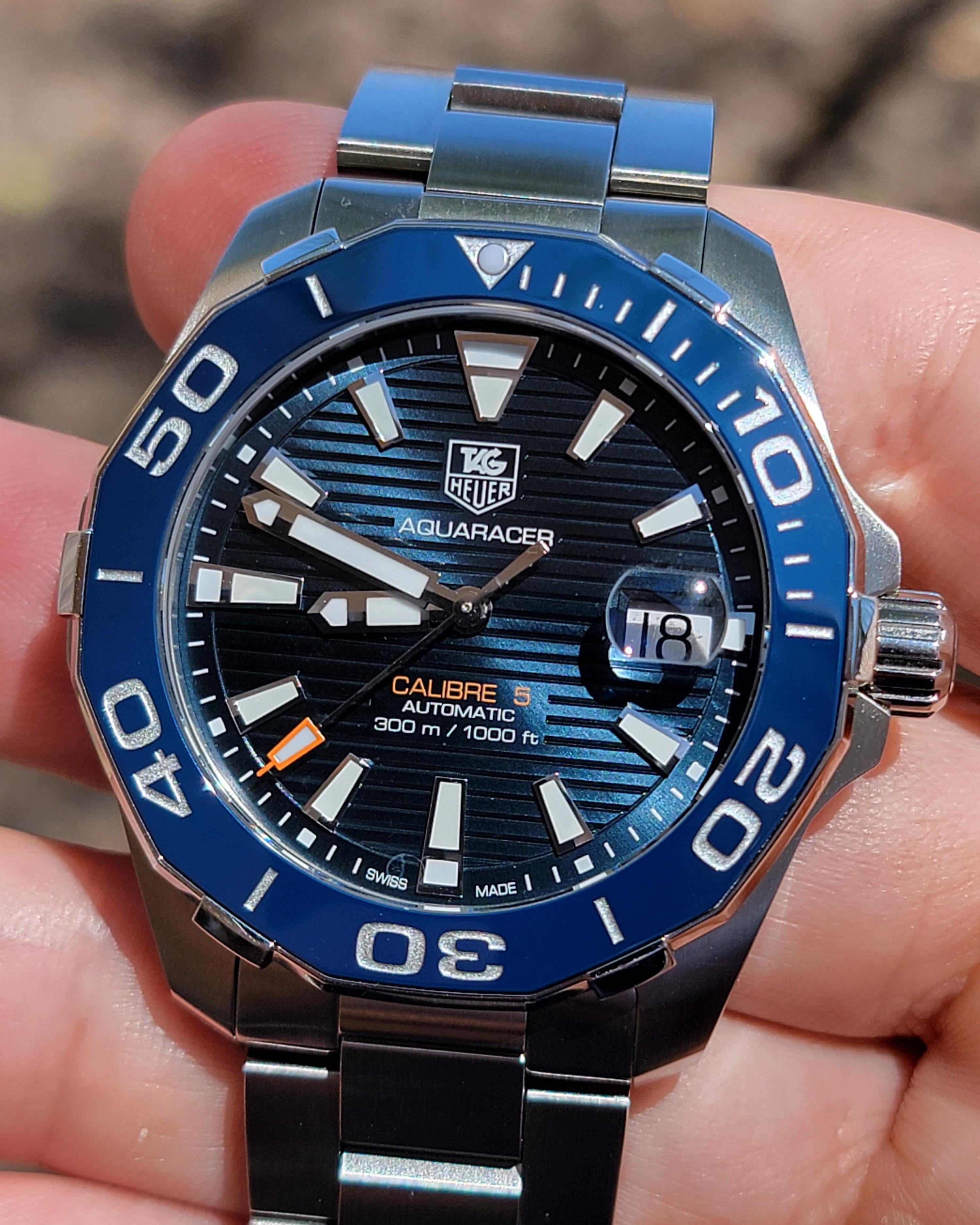 Tag Heuer Aquaracer Calibre Blue Dial Silver Steel Strap Watch