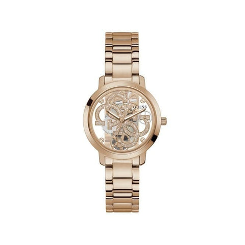 Guess Quattro Clear Damen Trend Roségold Edelstahl Uhr GW0300L3