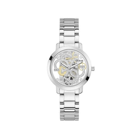 Guess Quattro Clear Damen-Trenduhr aus silbernem Edelstahl GW0300L1