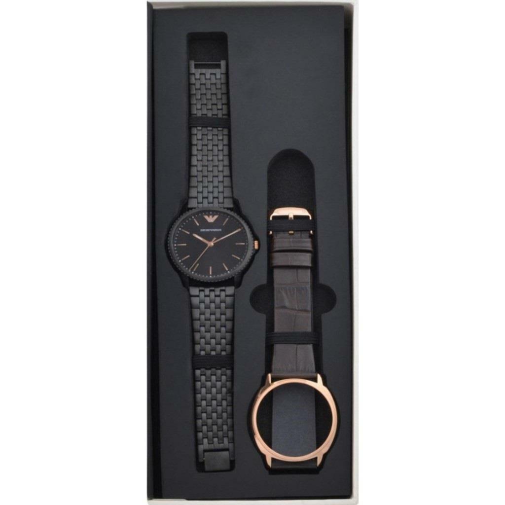 Emporio Armani Interchangeable Black Dial Black Steel Strap Watch For Men - AR80021