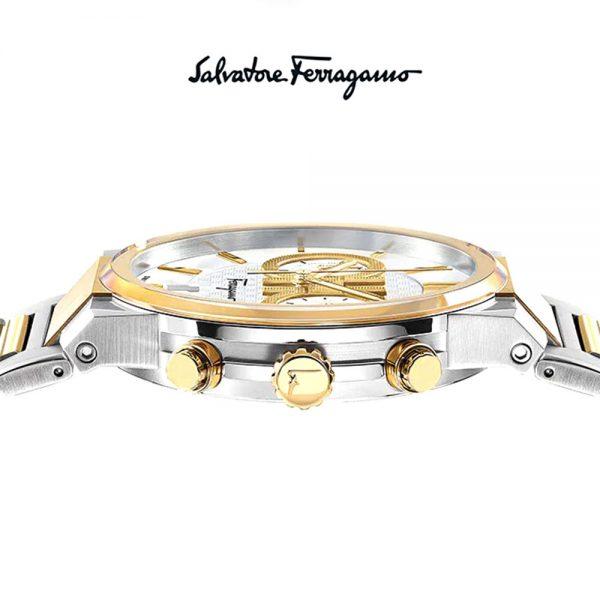 Salvatore Ferragamo F-80 Classic White Dial Two Tone Steel Strap Watch for Men - SFME00821