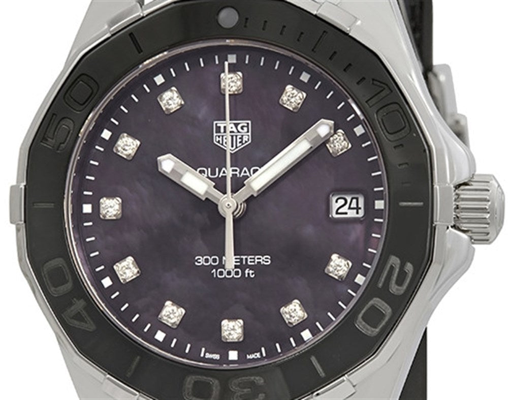 Tag Heuer Aquaracer Quartz Mother of Pearl Black Dial Black NATO Strap Watch for Women - WAY131M.FT6092